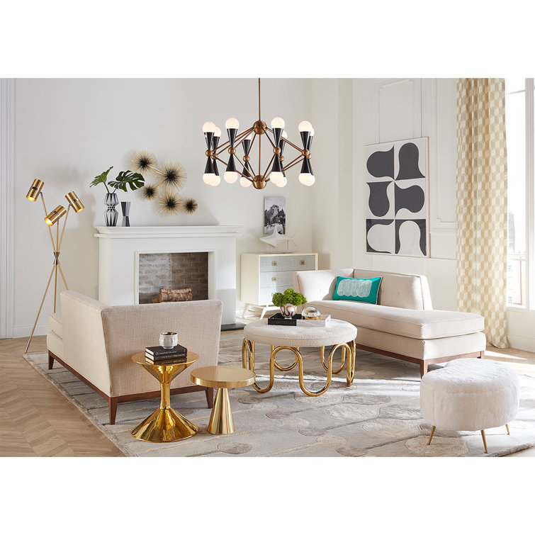 Caracas 16-Light Mid-Century Modern Black and Brass Chandelier