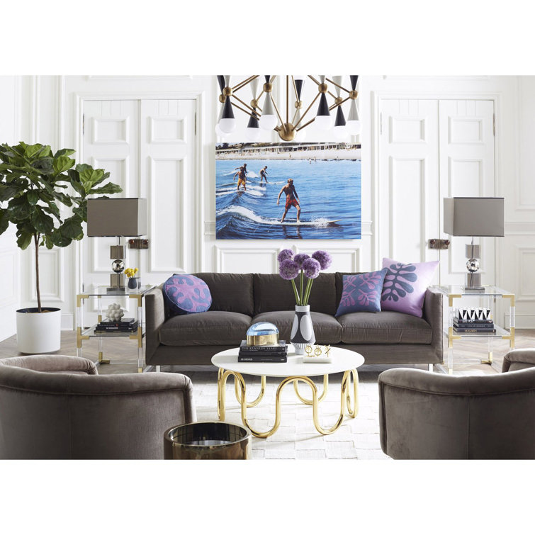 Round White Carrara Marble and Brass Cocktail Table