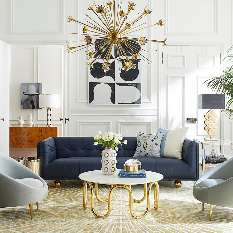 Round White Carrara Marble and Brass Cocktail Table