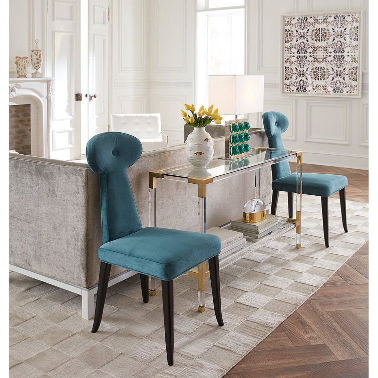 Jacques Luxe Clear Acrylic and Brass Console with Glass Shelf