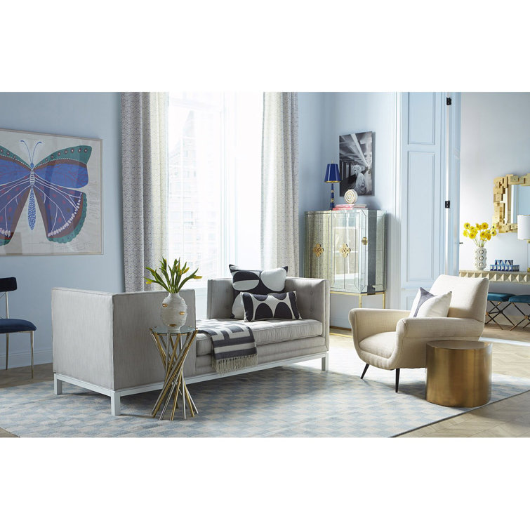 Electrum Kinetic Round Mirrored Accent Table in Brass and Nickel