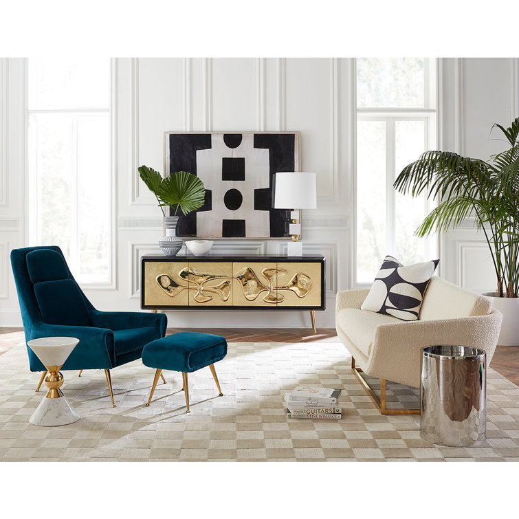 White Marble and Brass Round Accent Table