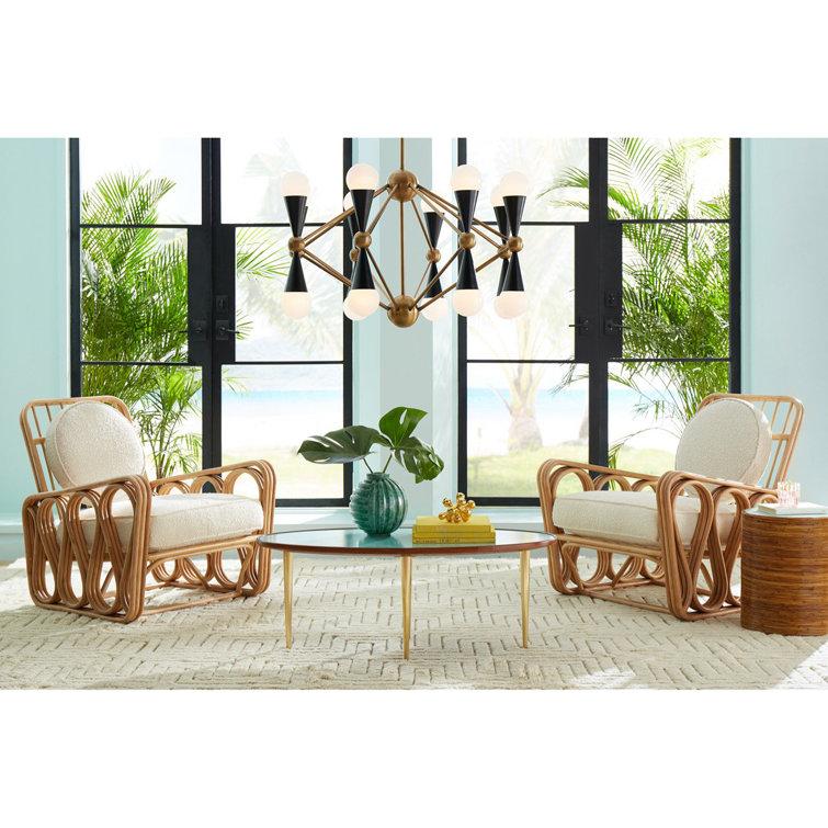 Caracas 16-Light Mid-Century Modern Black and Brass Chandelier