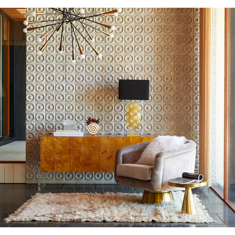 Como Champagne Velvet Swivel Barrel Chair