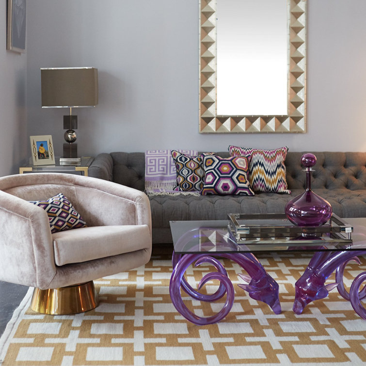 Como Champagne Velvet Swivel Barrel Chair