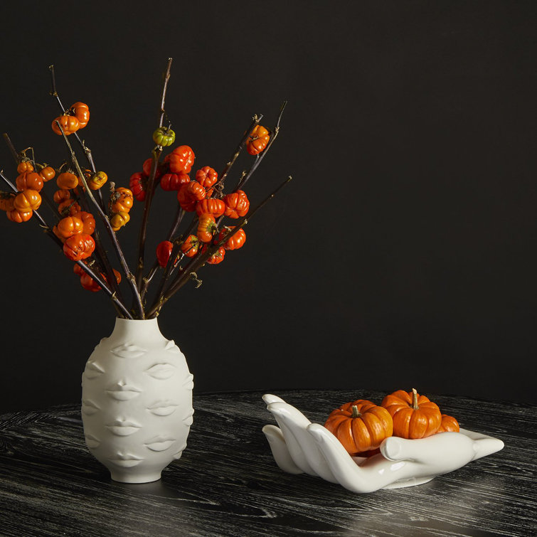 White Ceramic Hand-Shaped Fruit Bowl