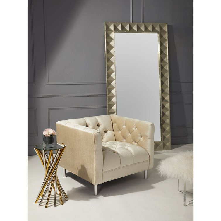 Electrum Kinetic Round Mirrored Accent Table in Brass and Nickel