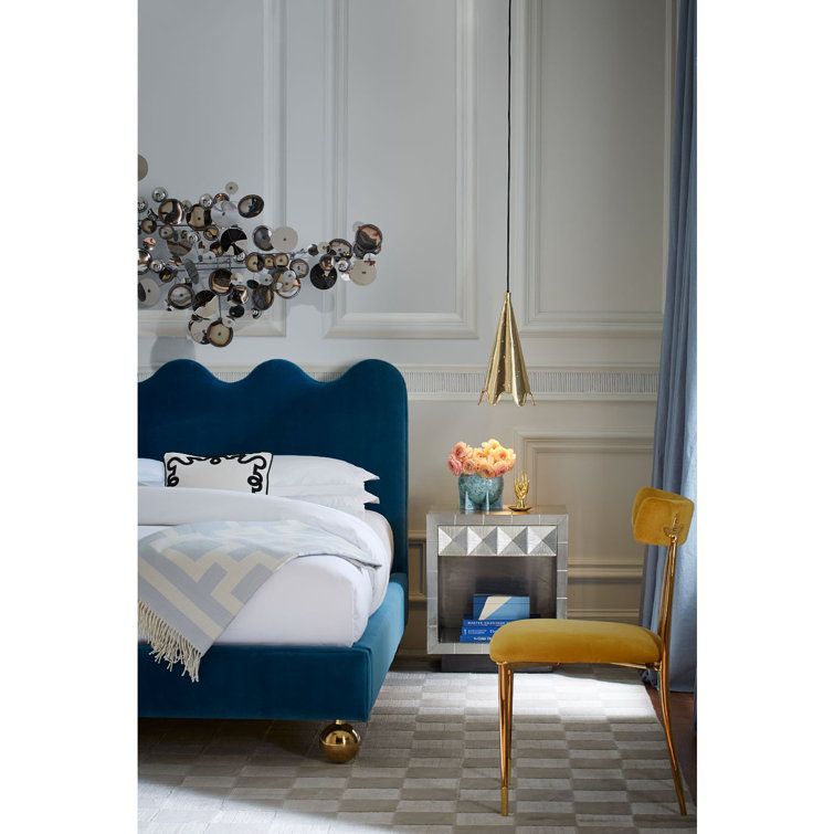 Rialto Gold Velvet Upholstered Side Chair with Metal Legs