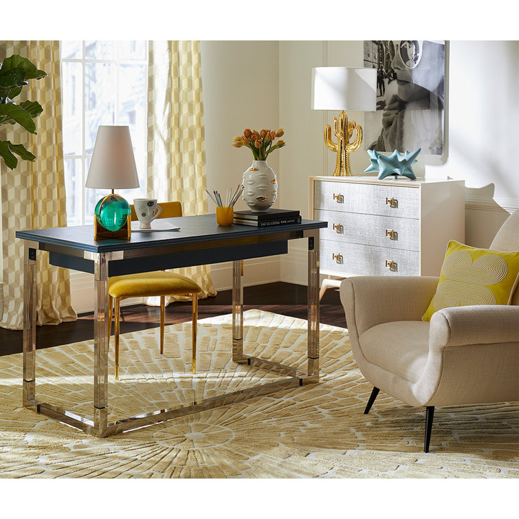 Emerald and Brass Modern Vanity Lamp with White Shade