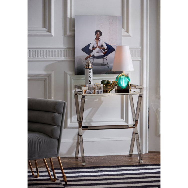 Emerald and Brass Modern Vanity Lamp with White Shade