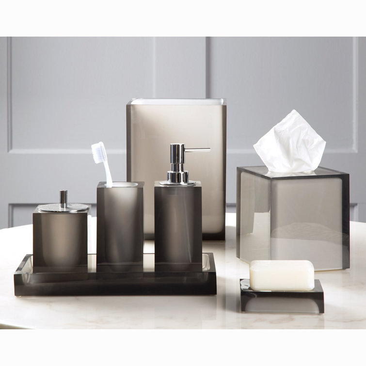 Smoke Gray Acrylic Square Wastebasket