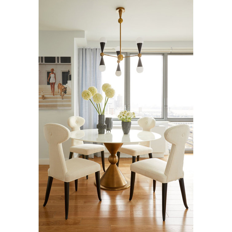 Sleek Black and Brass Sputnik 6-Light Chandelier