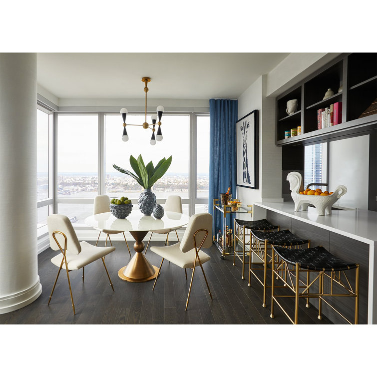 Sleek Black and Brass Sputnik 6-Light Chandelier