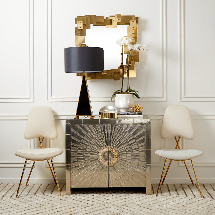 Maxime Rialto Charcoal Velvet Upholstered Side Chair with Polished Brass