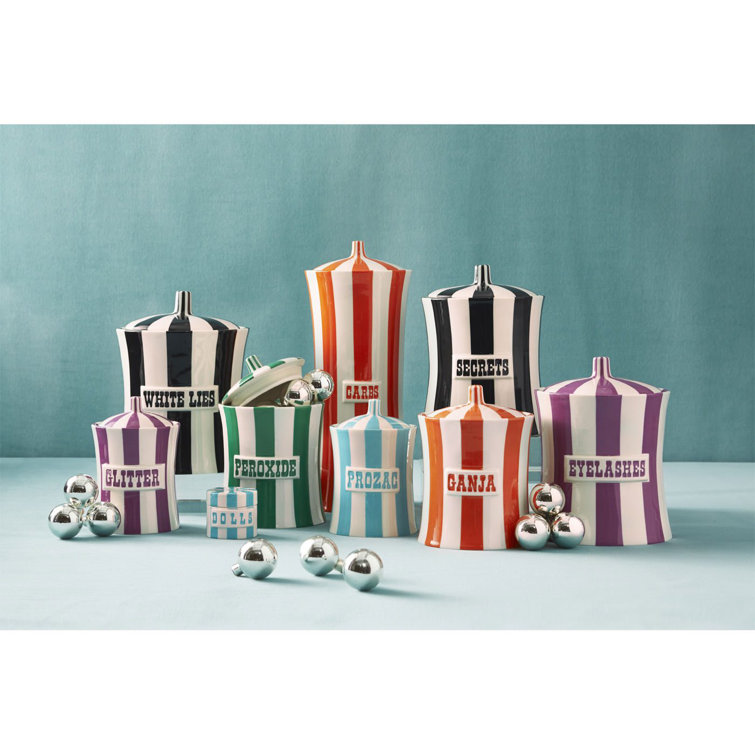 Black and White Ceramic Secrets Canister with Lid