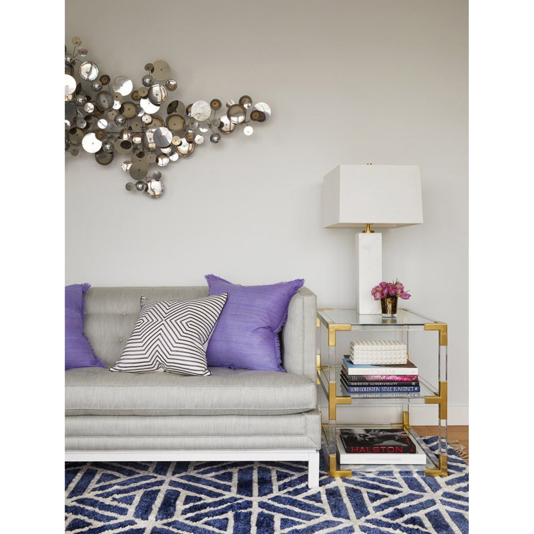 Clear Glass and Brass Two-Tier Side Table
