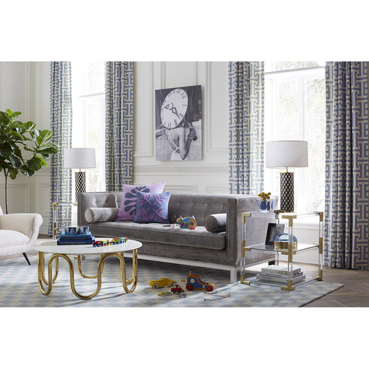 Clear Glass and Brass Two-Tier Side Table