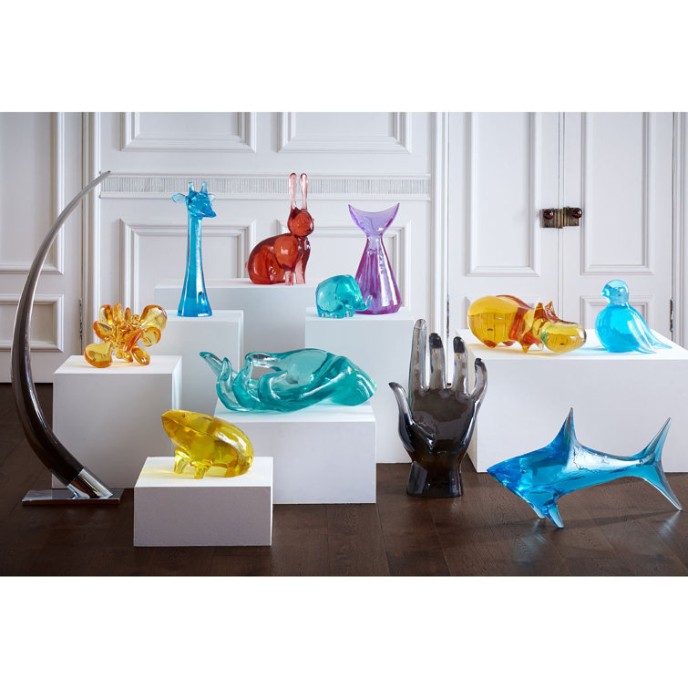 Majestic Amber Glow Solid Lucite Hippo Sculpture