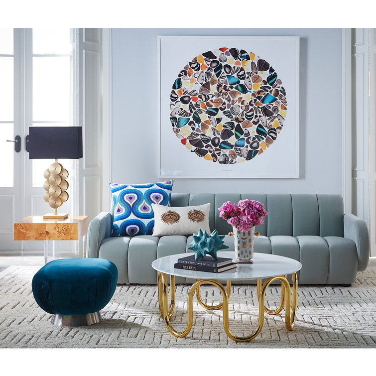 Round White Carrara Marble and Brass Cocktail Table