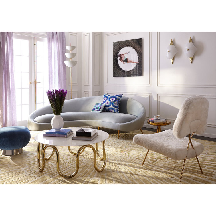 Round White Carrara Marble and Brass Cocktail Table