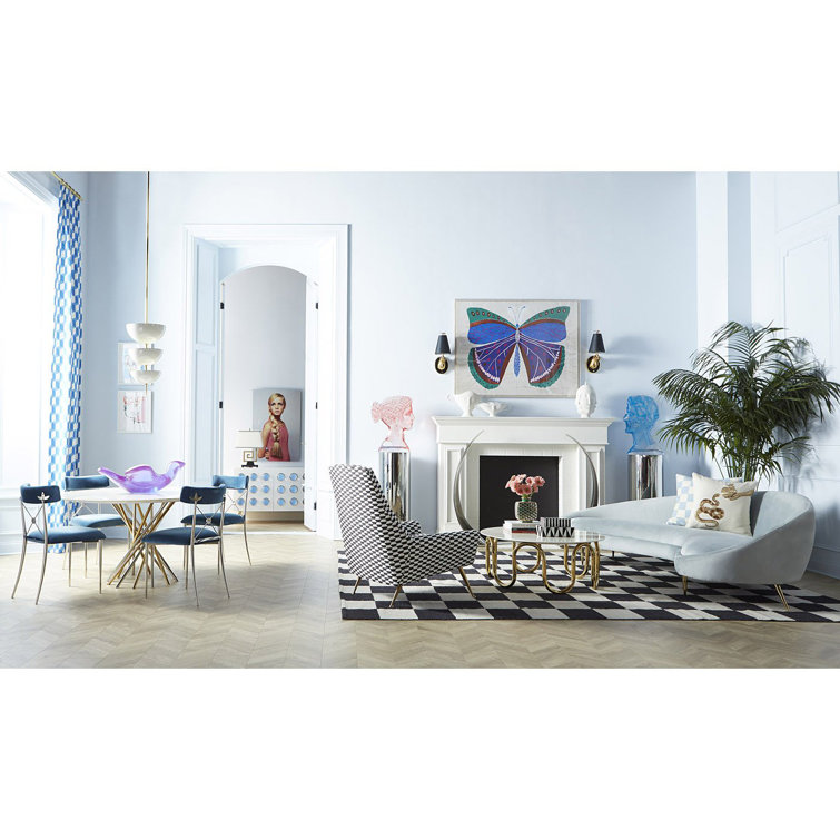 Round White Carrara Marble and Brass Cocktail Table