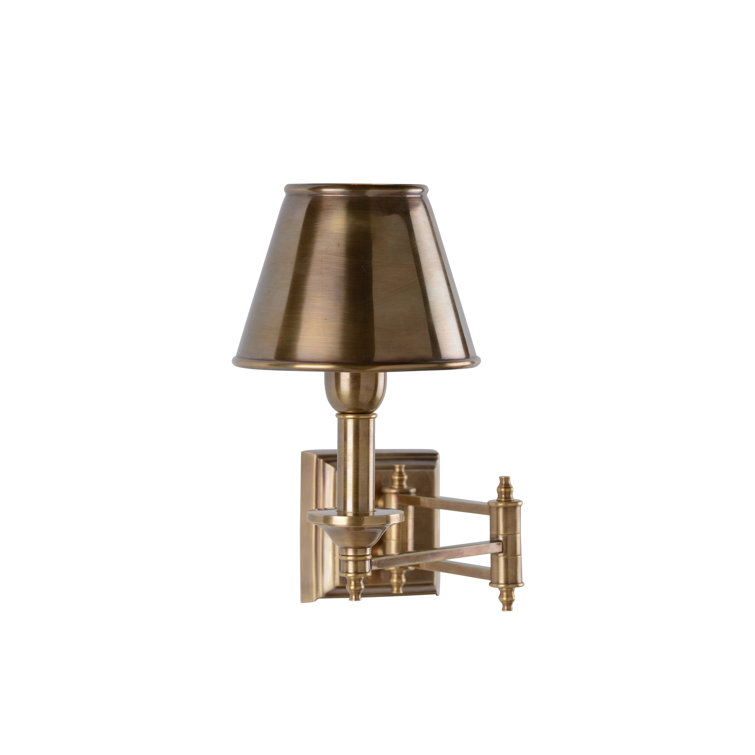 Vintage Brass Swing Arm Sconce with Hardwire Installation