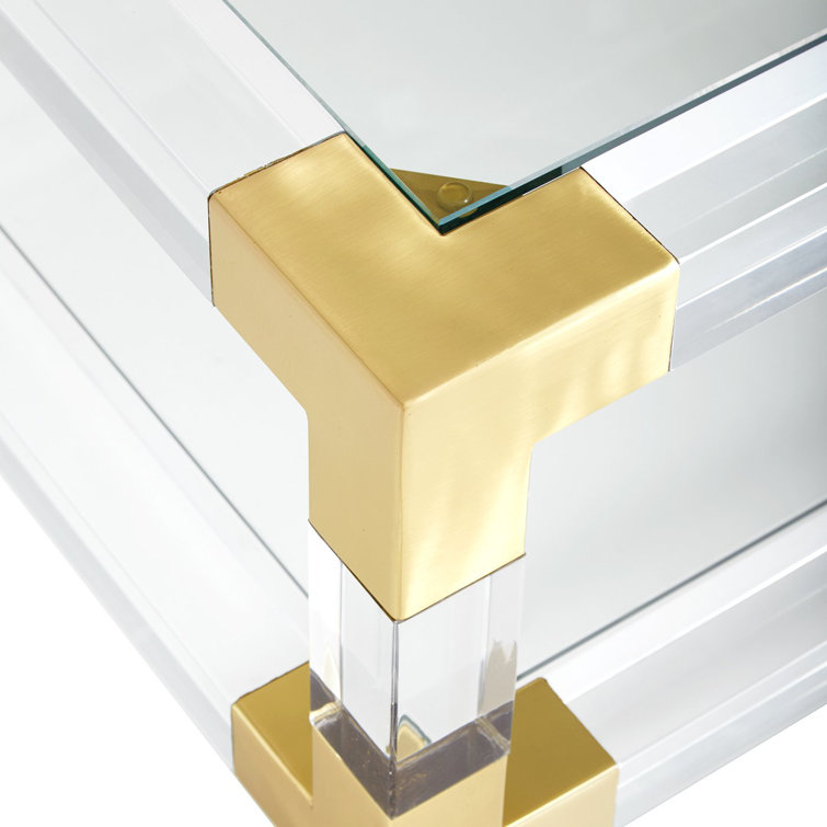 Jacques Grand Rectangular Cocktail Table with Brass Accents