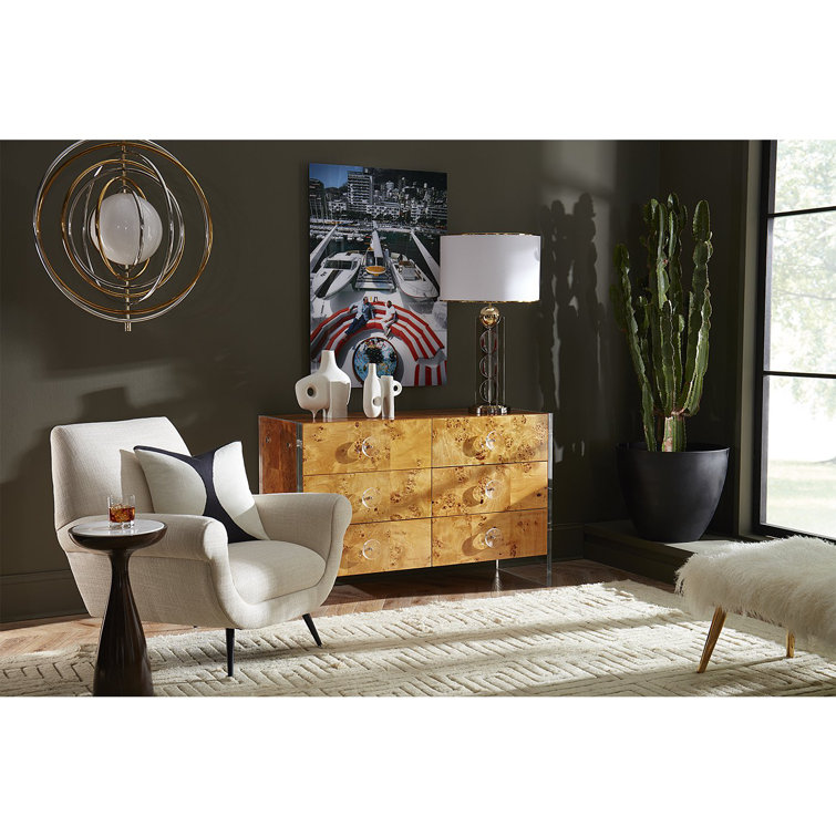 Burled Mappa White Double Dresser with Soft Close Drawers