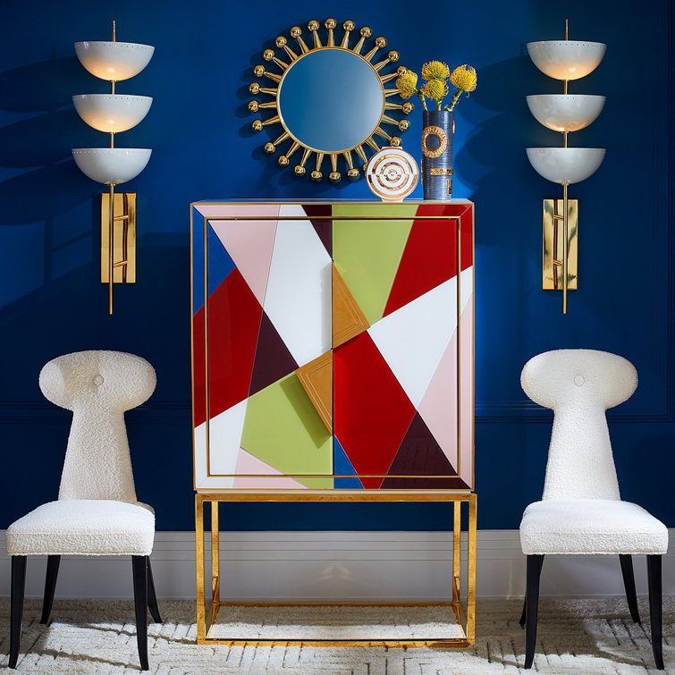 Ivory and Gold Brass 3-Light Wall Sconce