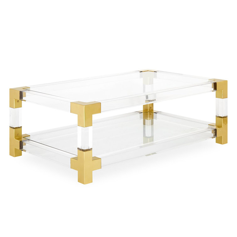Jacques Grand Rectangular Cocktail Table with Brass Accents