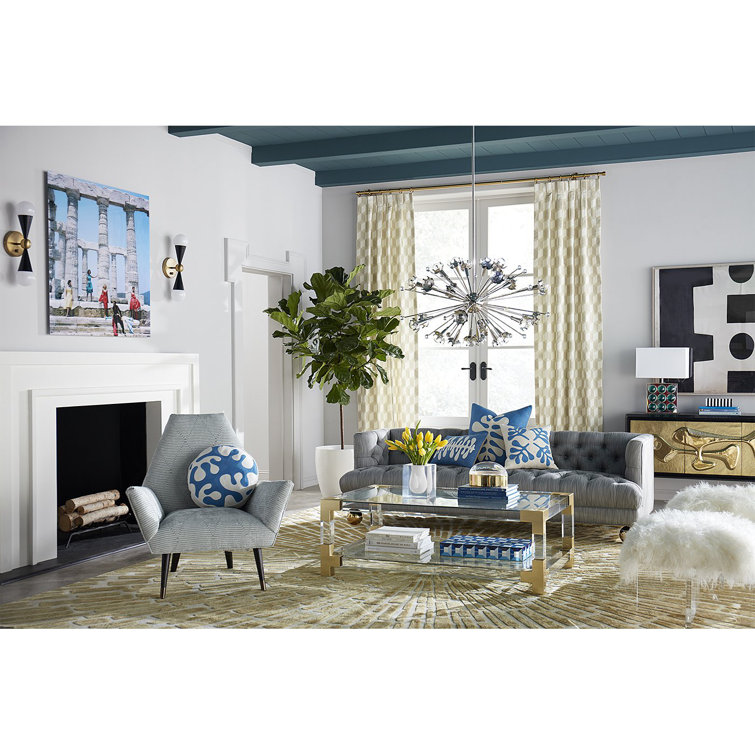 Jacques Grand Rectangular Cocktail Table with Brass Accents