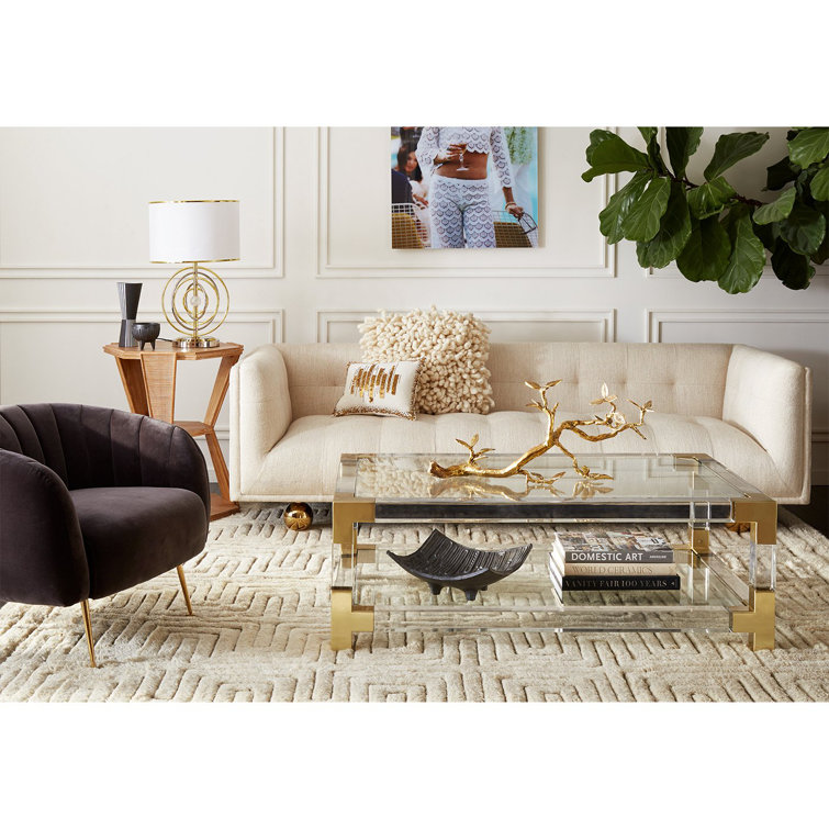 Jacques Grand Rectangular Cocktail Table with Brass Accents