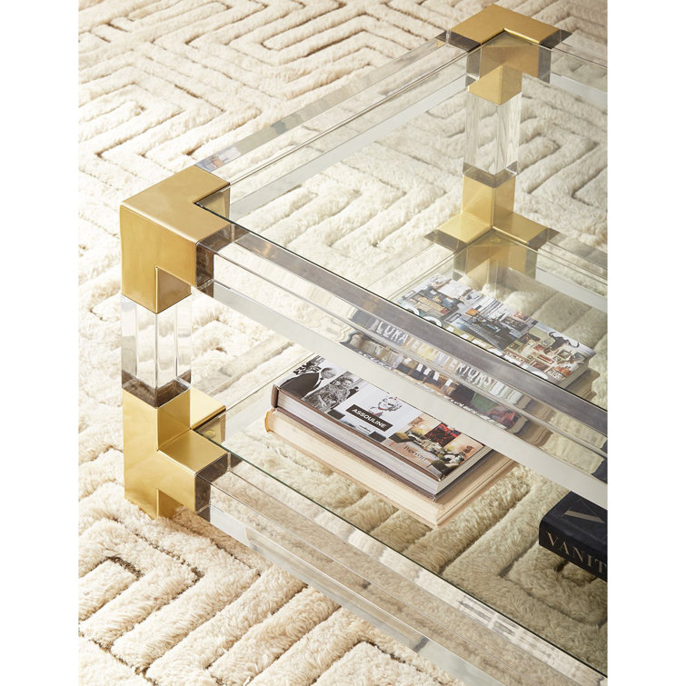 Jacques Grand Rectangular Cocktail Table with Brass Accents