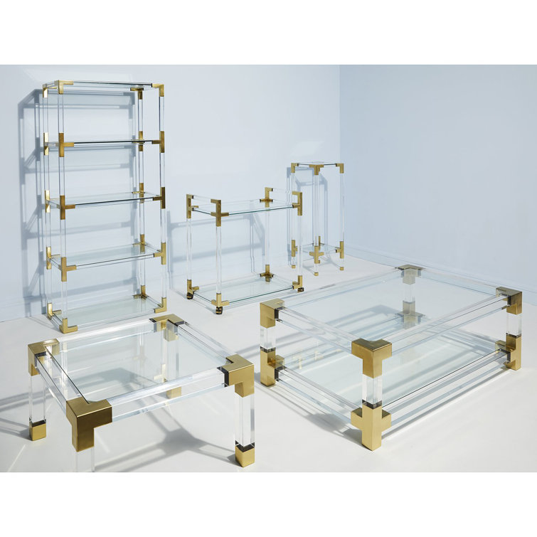 Jacques Grand Rectangular Cocktail Table with Brass Accents