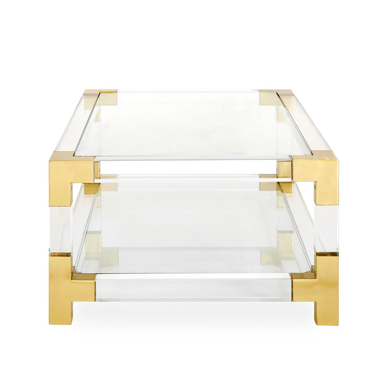 Jacques Grand Rectangular Cocktail Table with Brass Accents