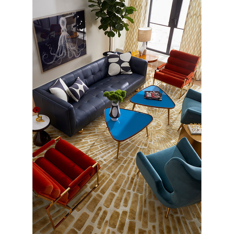 Persimmon Velvet Sled Base Lounge Chair with Metal Frame