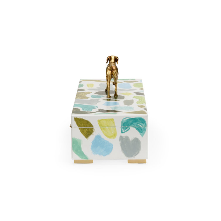 Hand-Painted Blue and Green Wooden Decorative Box