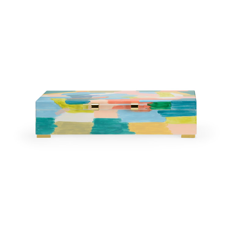 Multicolor Hand-Painted Decorative Box with Acrylic Handle