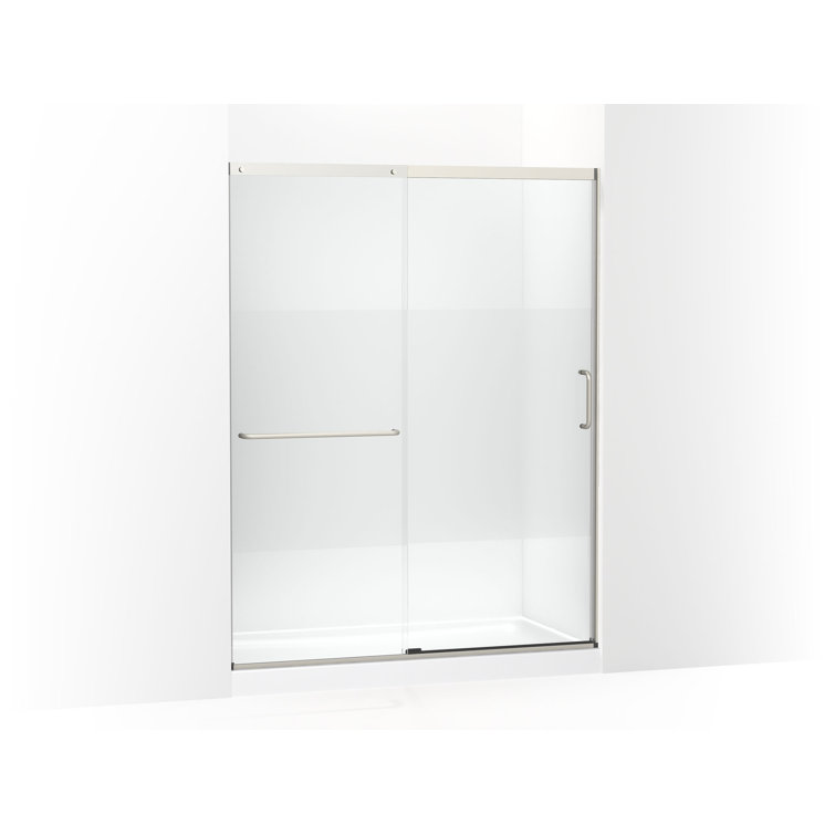 Elate Frameless Nickel Sliding Shower Door with Crystal Clear Glass