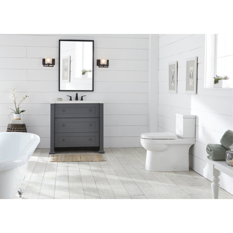 White High Efficiency Two-Piece Elongated Toilet with Soft Close Lid