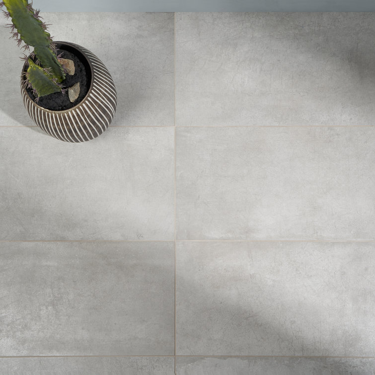 Large Format Gray Matte Porcelain Rectangular Wall and Floor Tile