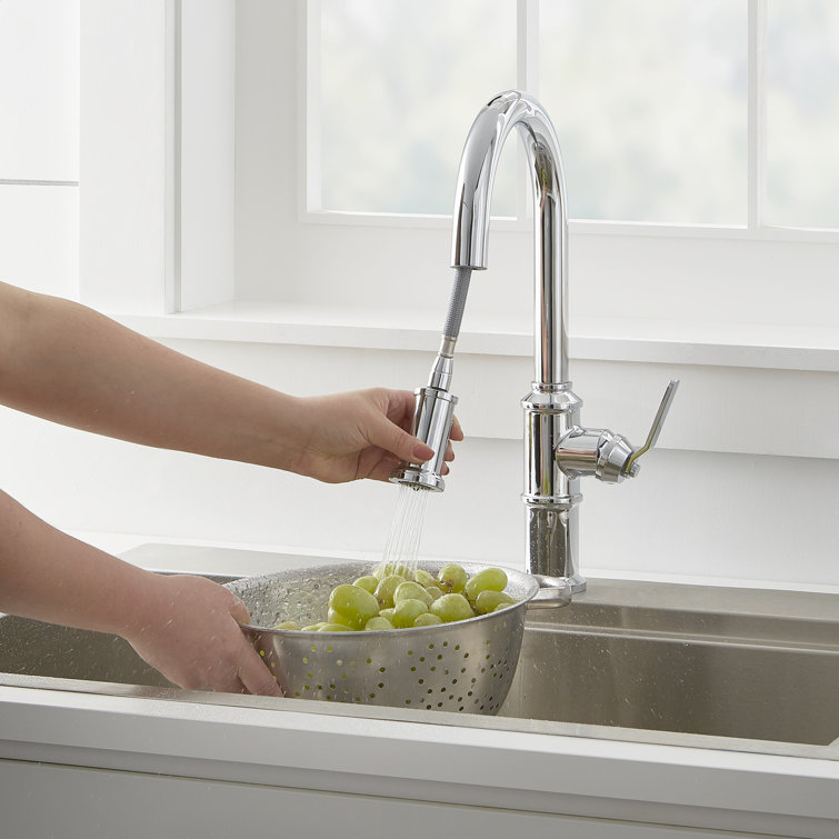 Kinzie Chrome Single Handle Pull-Down Kitchen Faucet with Spray