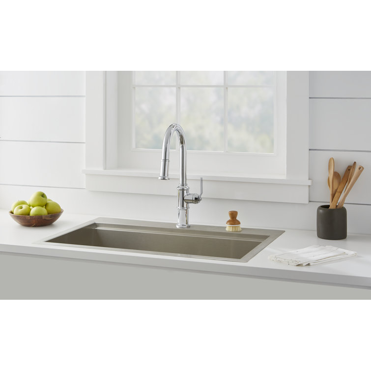 Kinzie Chrome Single Handle Pull-Down Kitchen Faucet with Spray