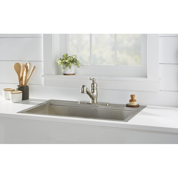 Stainless Steel Traditional Pull-Out Kitchen Faucet with Spray