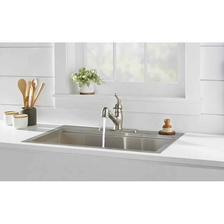 Stainless Steel Traditional Pull-Out Kitchen Faucet with Spray