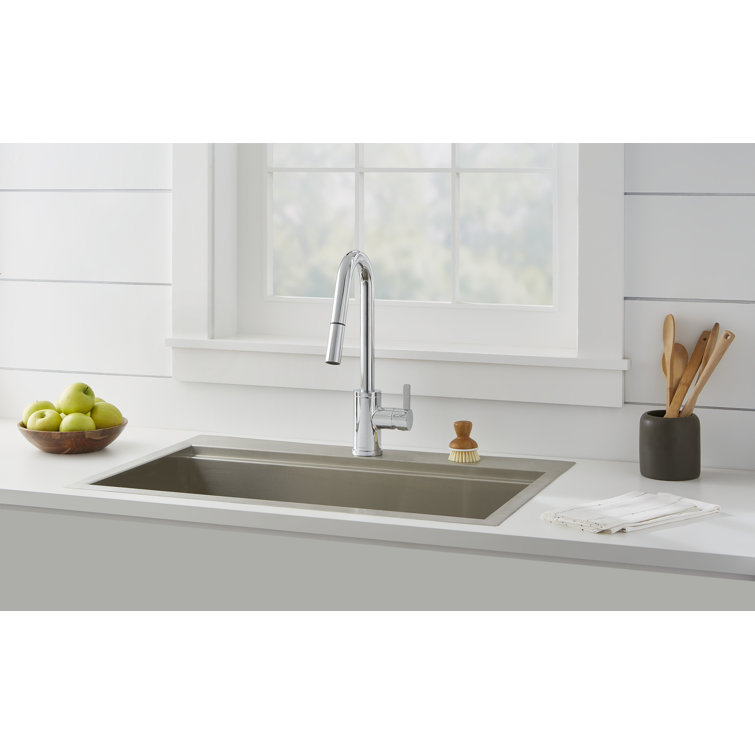 Amalfi Chrome Pull-Down Single Handle Kitchen Faucet