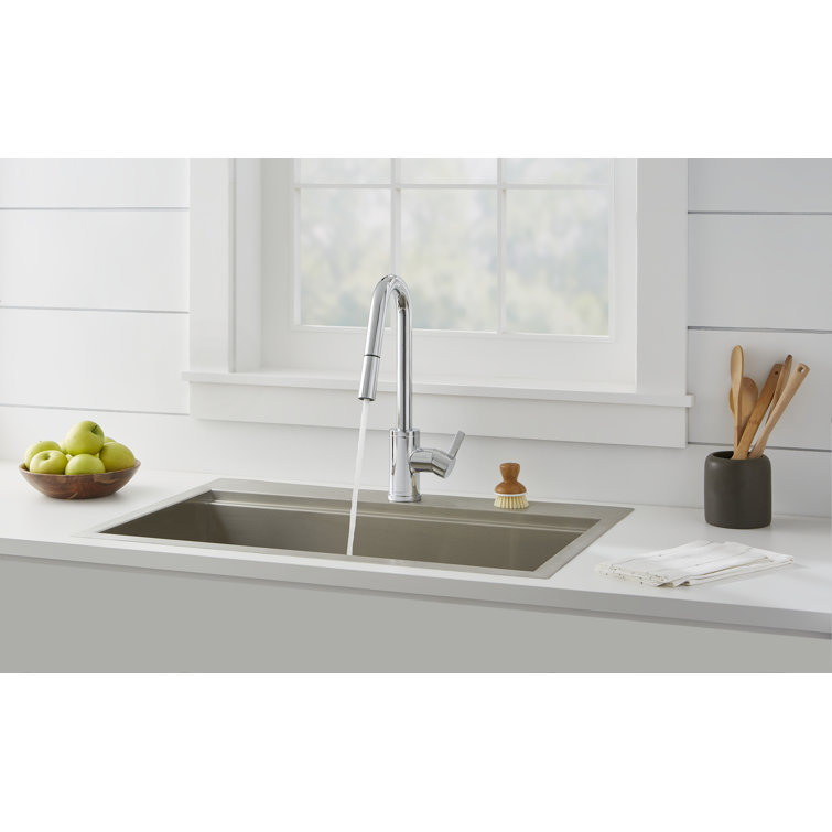 Amalfi Chrome Pull-Down Single Handle Kitchen Faucet