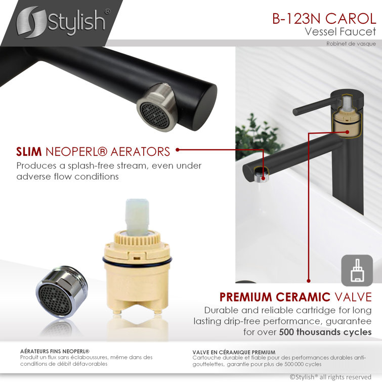 Matte Black Stainless Steel Single Handle Vessel Bathroom Faucet