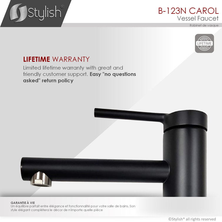Matte Black Stainless Steel Single Handle Vessel Bathroom Faucet