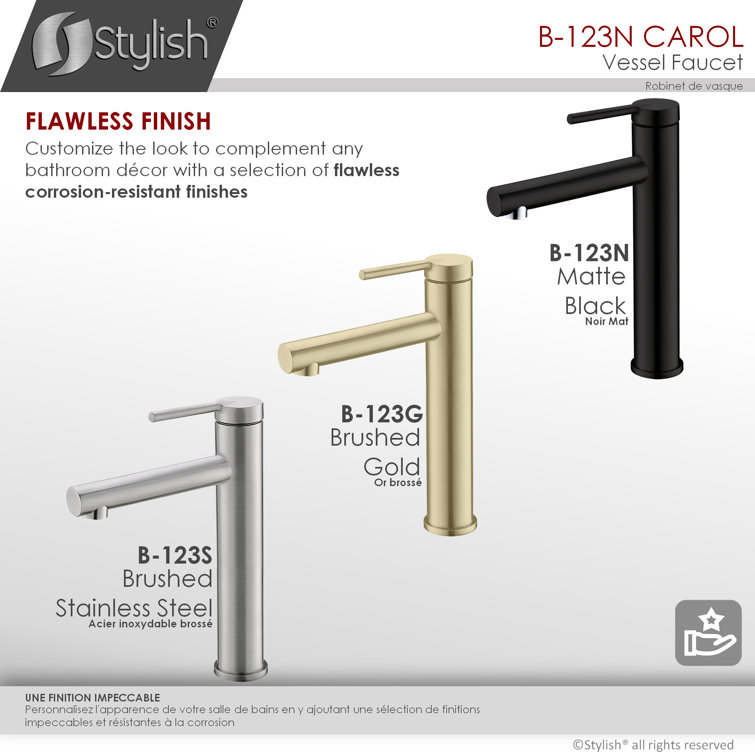 Matte Black Stainless Steel Single Handle Vessel Bathroom Faucet